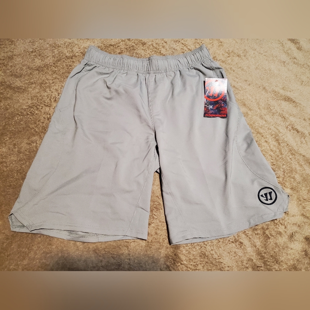 BNWT Mens Warrior Burn Shorts Size Medium Light Grey Lacrosse Elastic Waist